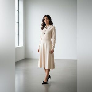 MIROL Women’s Pleated Contrast Sweater Dress – Fall 2026 – XL – NWT